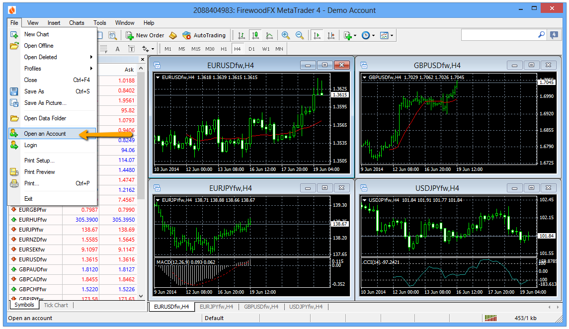 how to open forex demo account